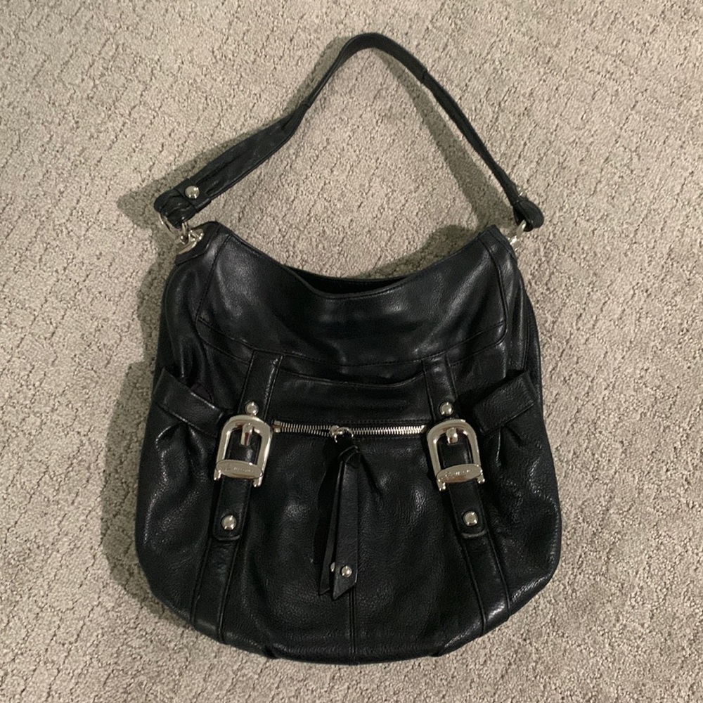 Black leather shoulder purse